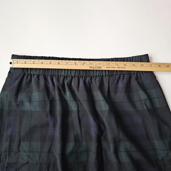 J.Crew Blackwatch Plaid Midi Skirt Pull On Elastic Waist Pockets L - Picture 13 of 13